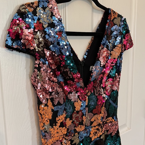 Dress The Population Sequin Mini Dress Floral Short Sleeve Small S New NWT V - Picture 11 of 15